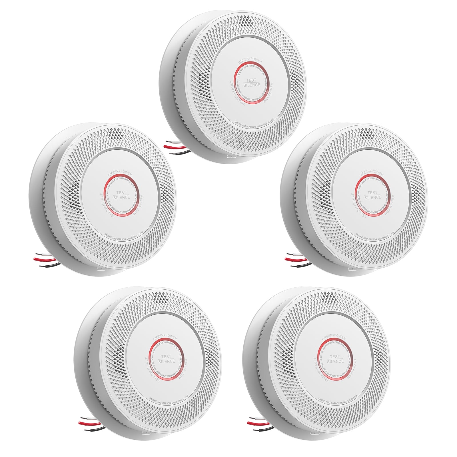 Siterwell A8612B-6AR Hardwired Interconnected Smoke & CO Detector - 5 Pack
