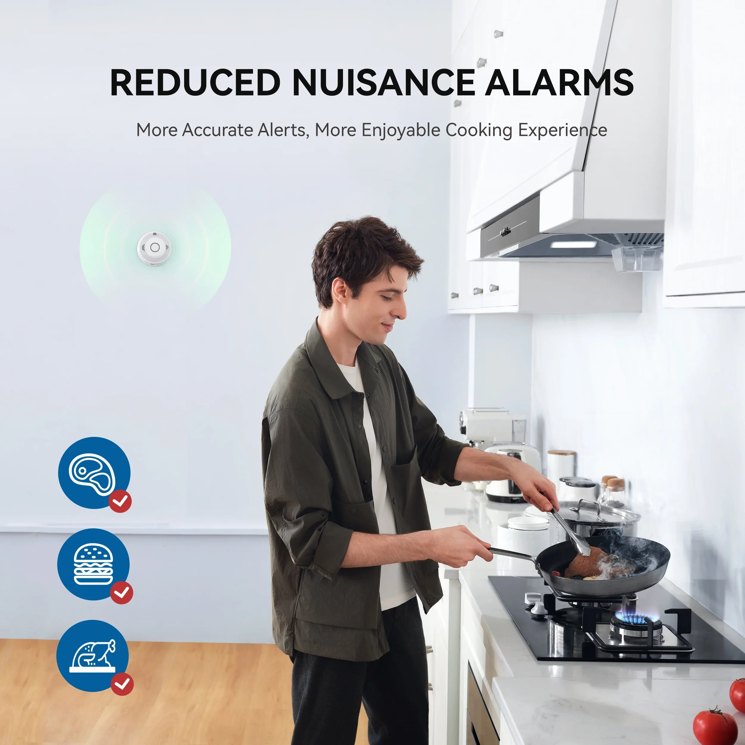 SITERWELL GS886A-3RFDT Wireless Interconnected Smoke & CO Alarm (Detector) with 10-Year Battery (A8612B-4R)