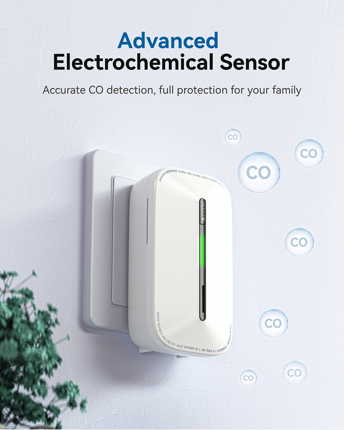 Siterwell A4602A-7 10-Year Lifespan Plug-in Portable CO Detector - 2 Pack