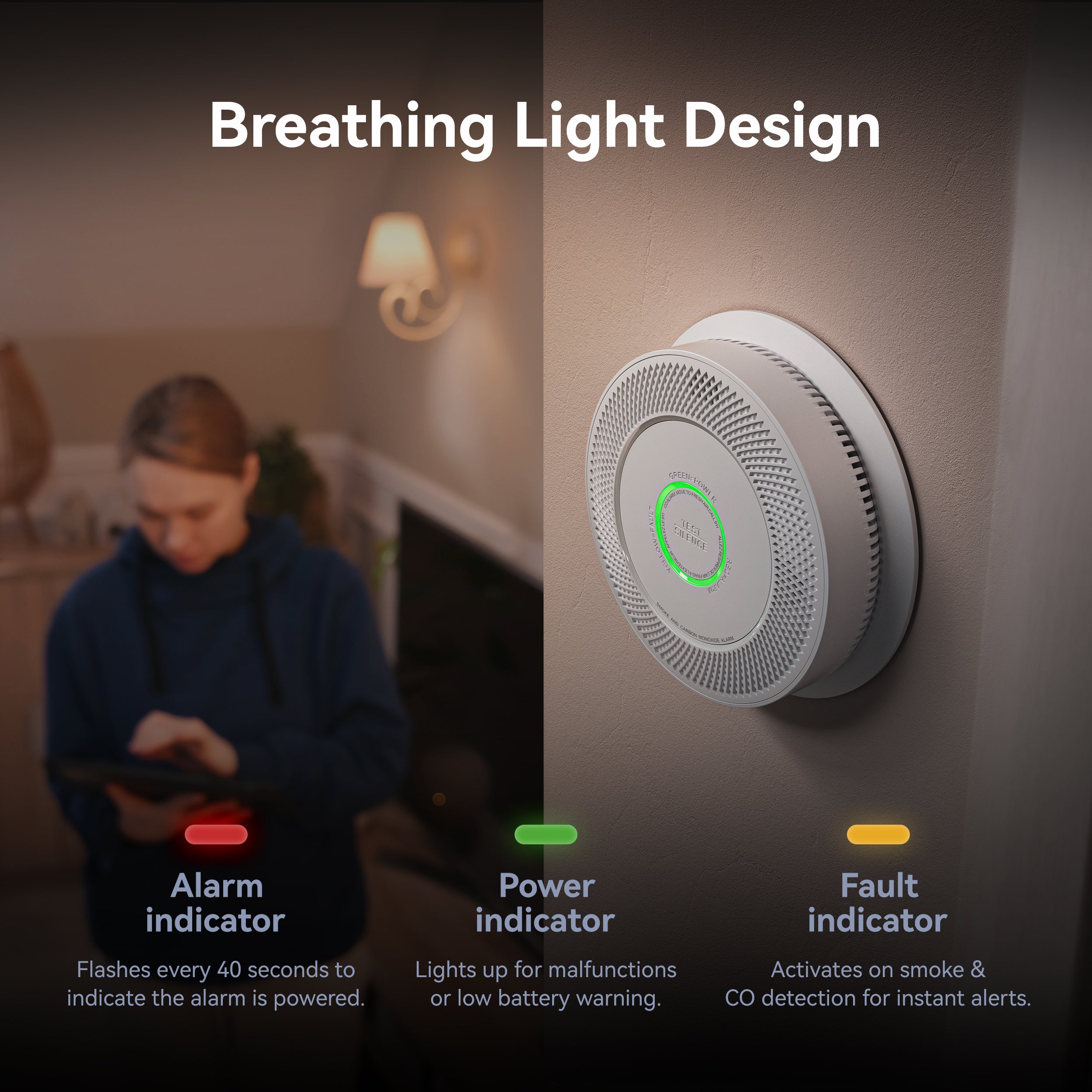 Siterwell A8612B-4 Standalone Smoke & CO Detector with 10-Year Battery