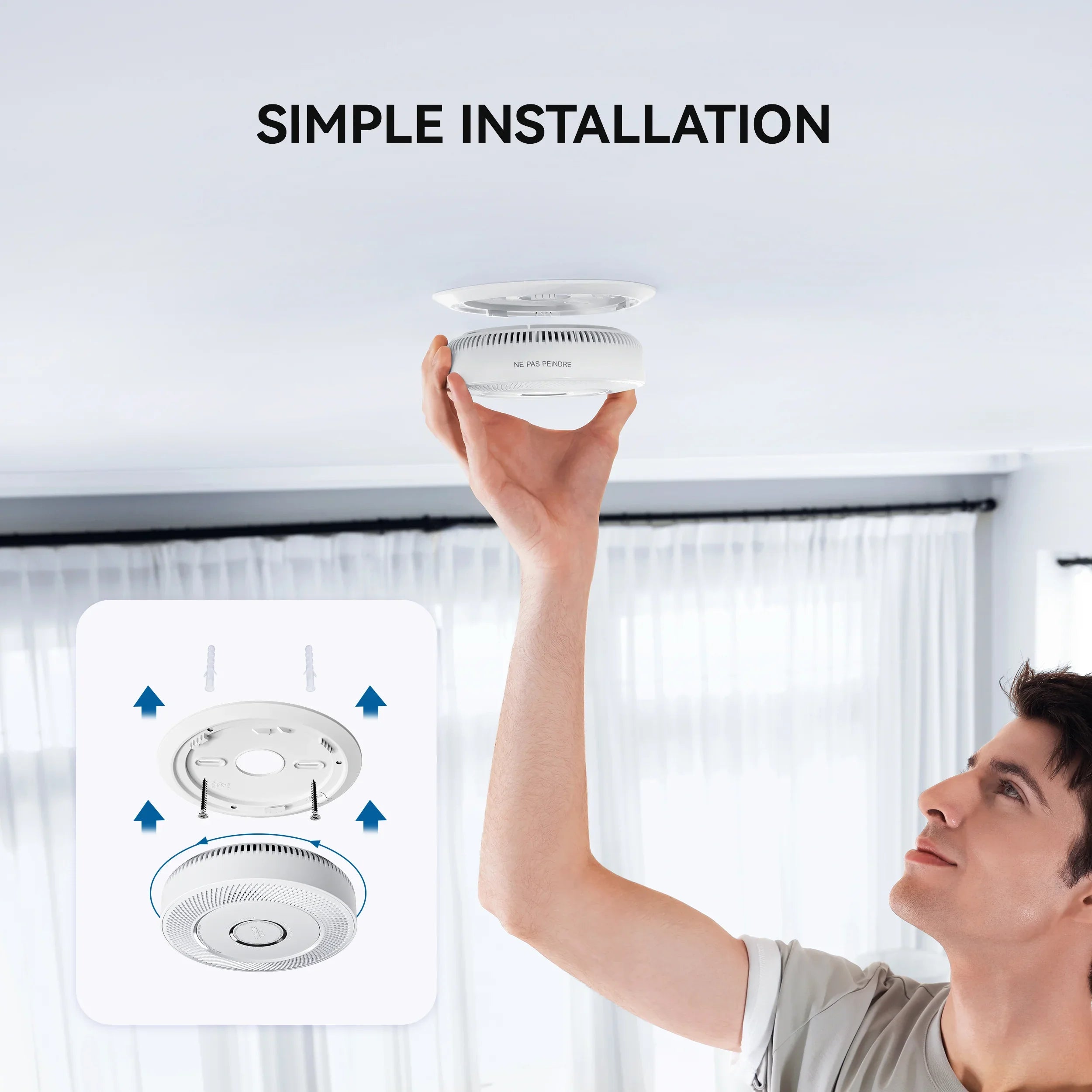 SITERWELL GS886A-3RFDT Wireless Interconnected Smoke & CO Alarm (Detector) with 10-Year Battery (A8612B-4R)