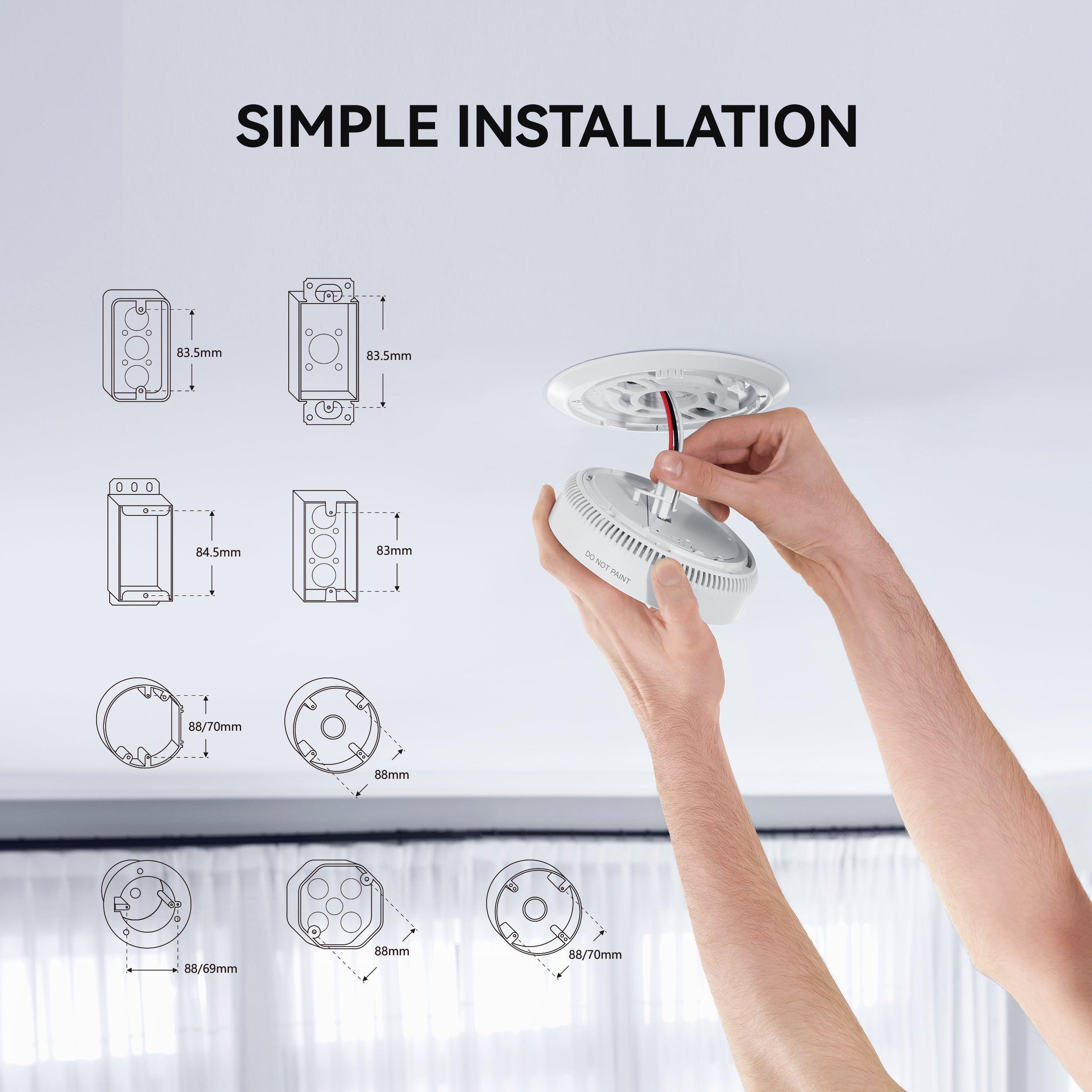 Siterwell A8612B-6AR Hardwired Interconnected Smoke & CO Detector - 5 Pack