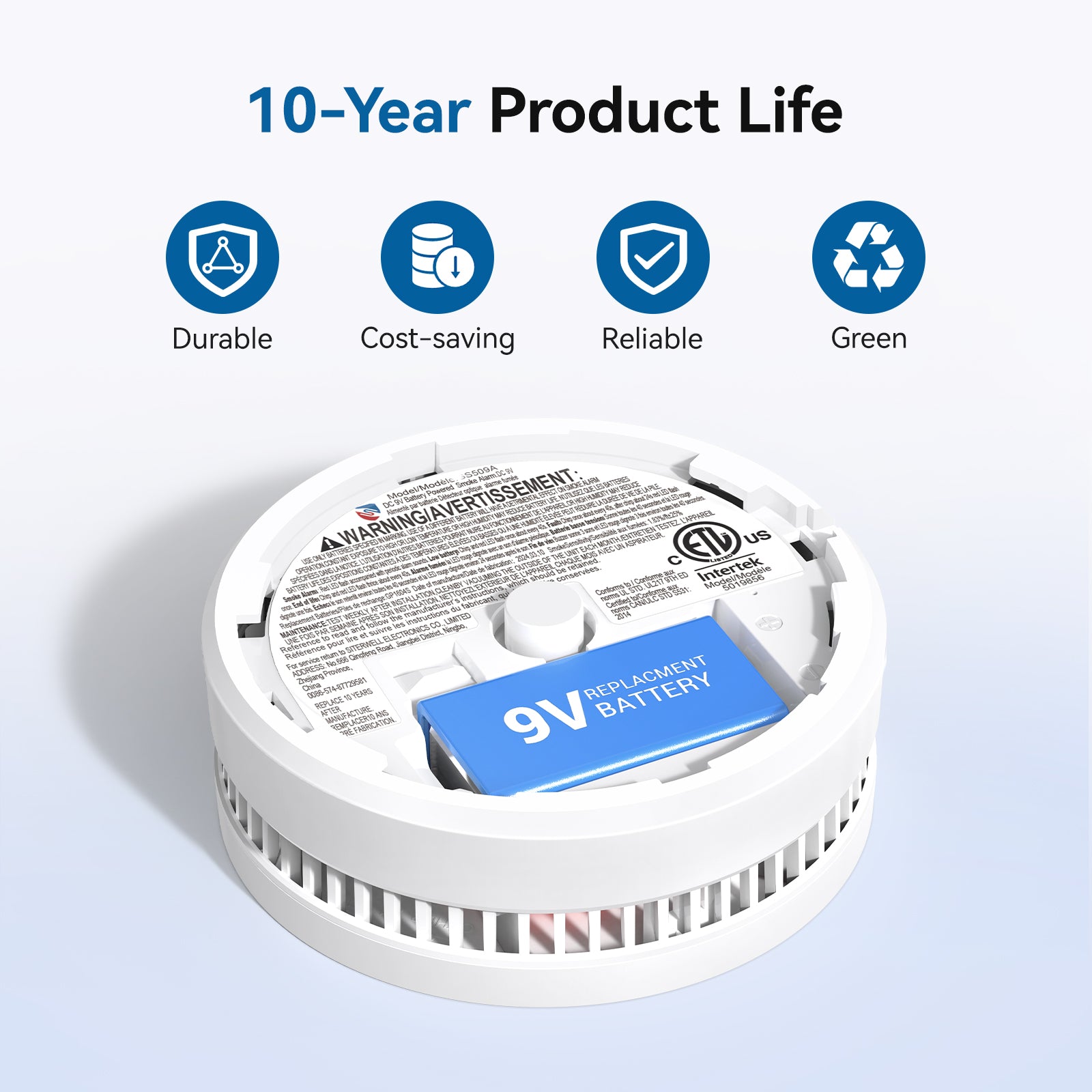 Siterwell GS509A Standalone Photoelectric Smoke Detector - 8 Pack