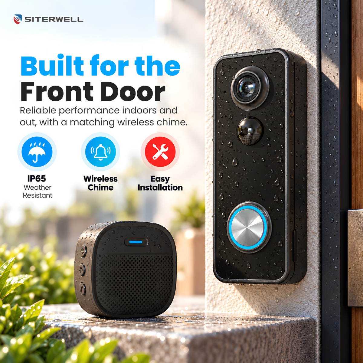 Bell J9 Plus Wireless Video Doorbell with 180° Head-to-Toe View
