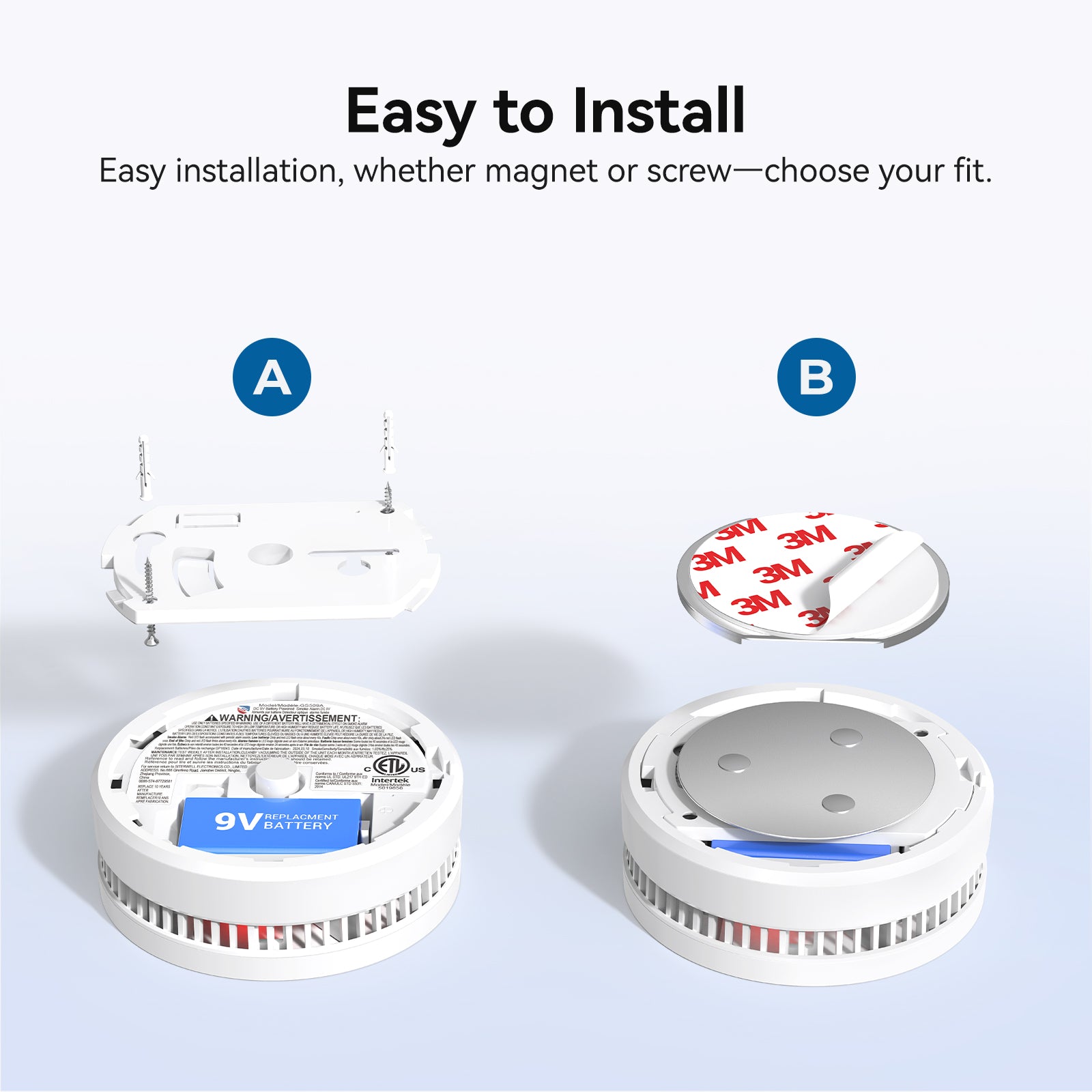 Siterwell GS509A Standalone Photoelectric Smoke Detector - 8 Pack