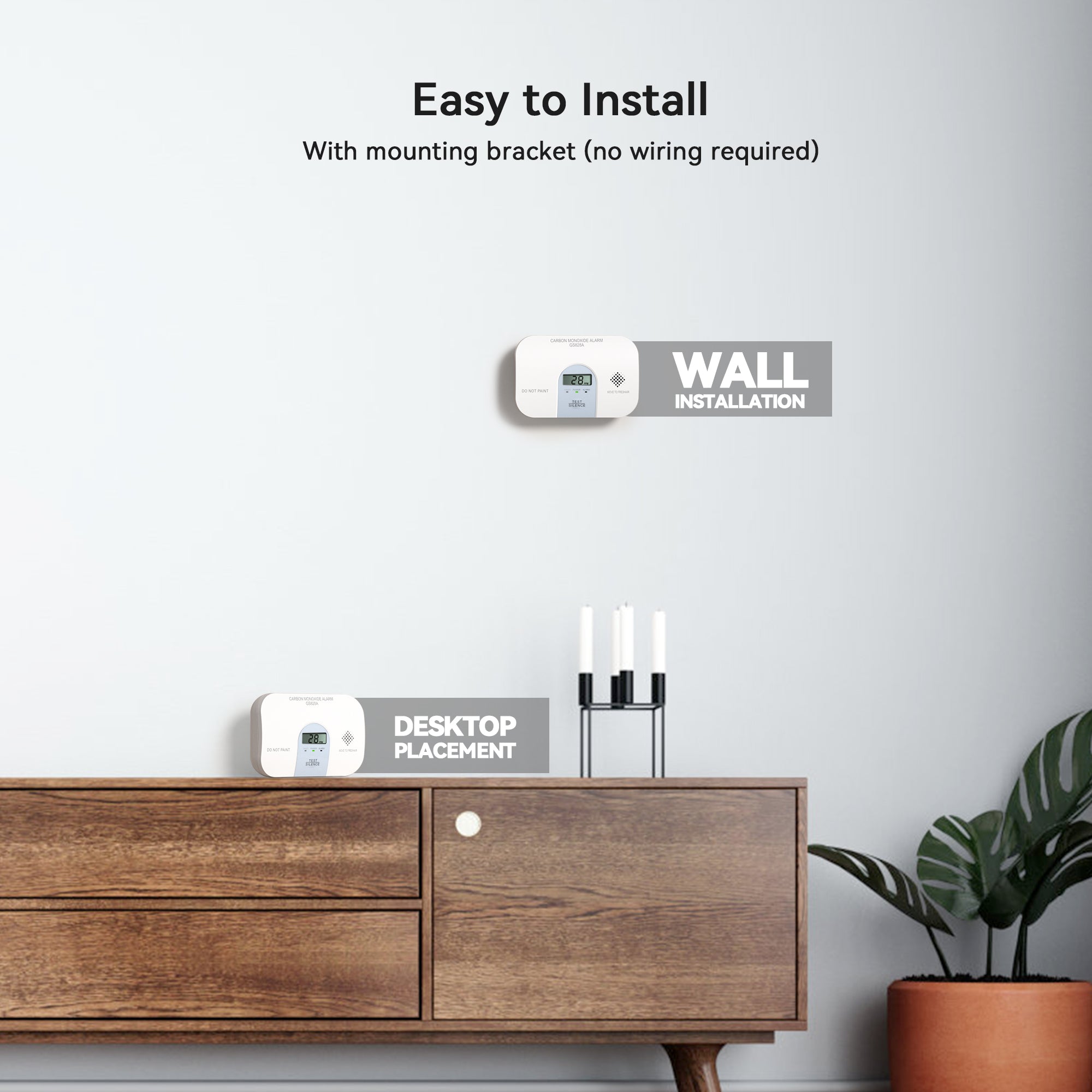 Siterwell GS828A Carbon Monoxide Detector With LCD Digital Display and Sound Warning