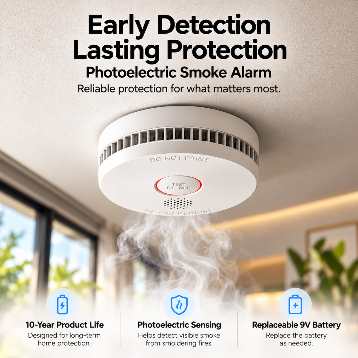 GS509A 10-Year Product Life Photoelectric Smoke Detector