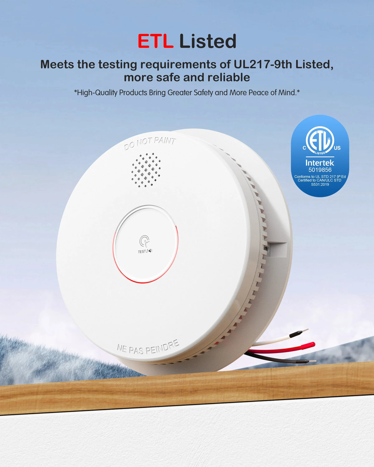 SITERWELL GS562A Hardwired Interconnected Smoke Alarm(Detector) with Test/Silence Button | 9V Backup Battery | UL217 Listed