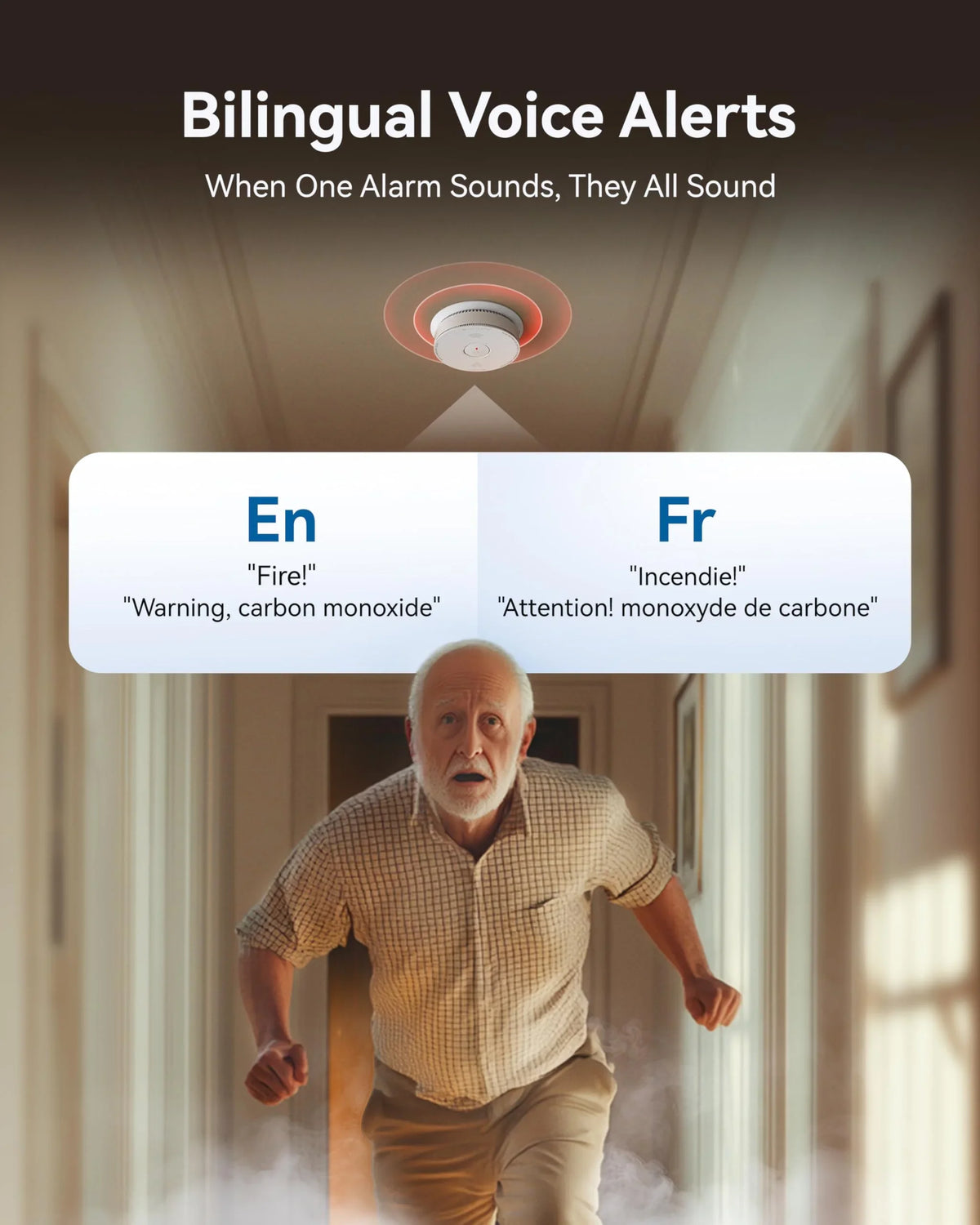 SITERWELL GS886-H02 2 in 1 Wireless Smoke & Carbon Monoxide Alarm (Detector) with Bilingual Voice Alerts | 10-Year Battery