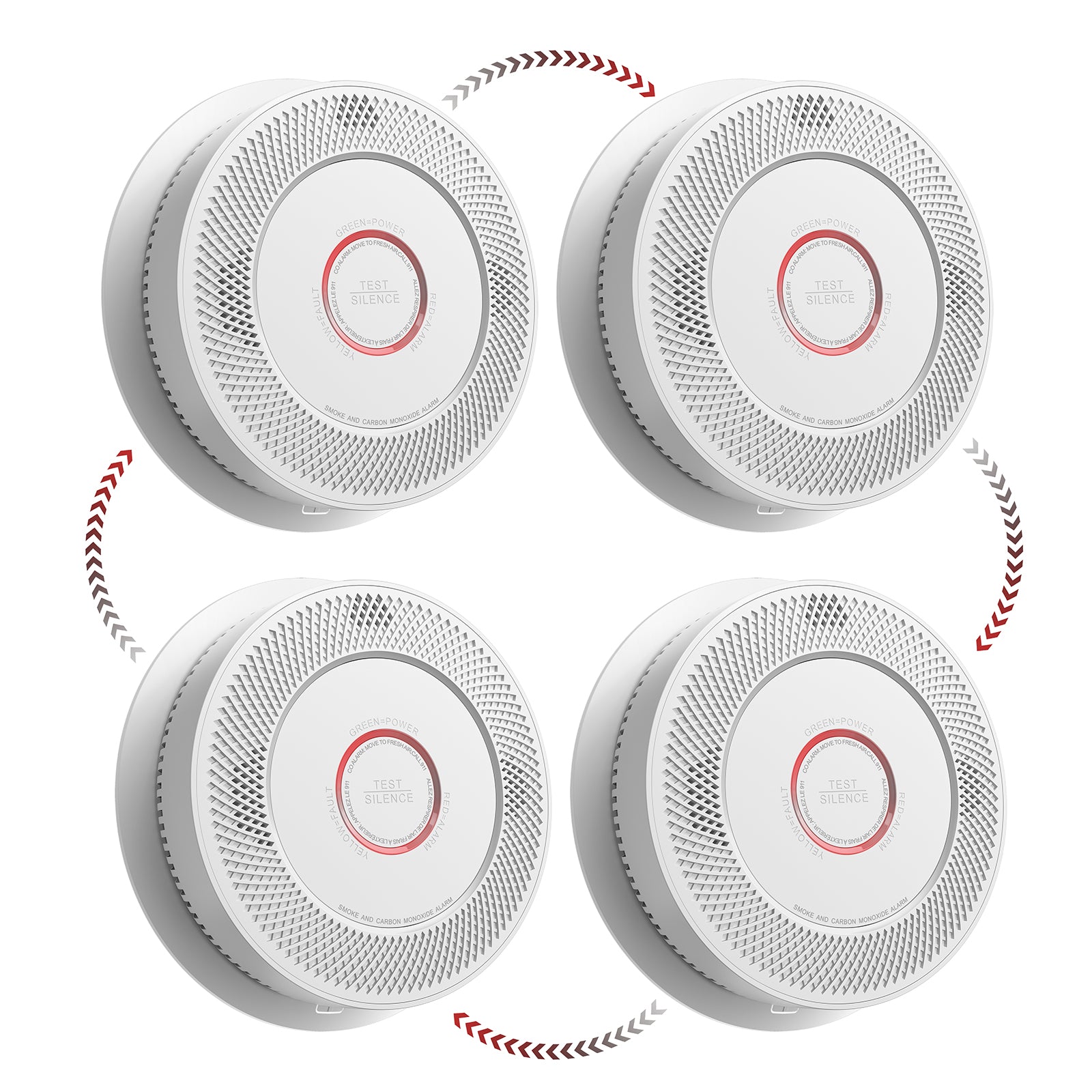 Siterwell A8612B-4R Wireless Interconnected Smoke & CO Detector with 10-Year Battery