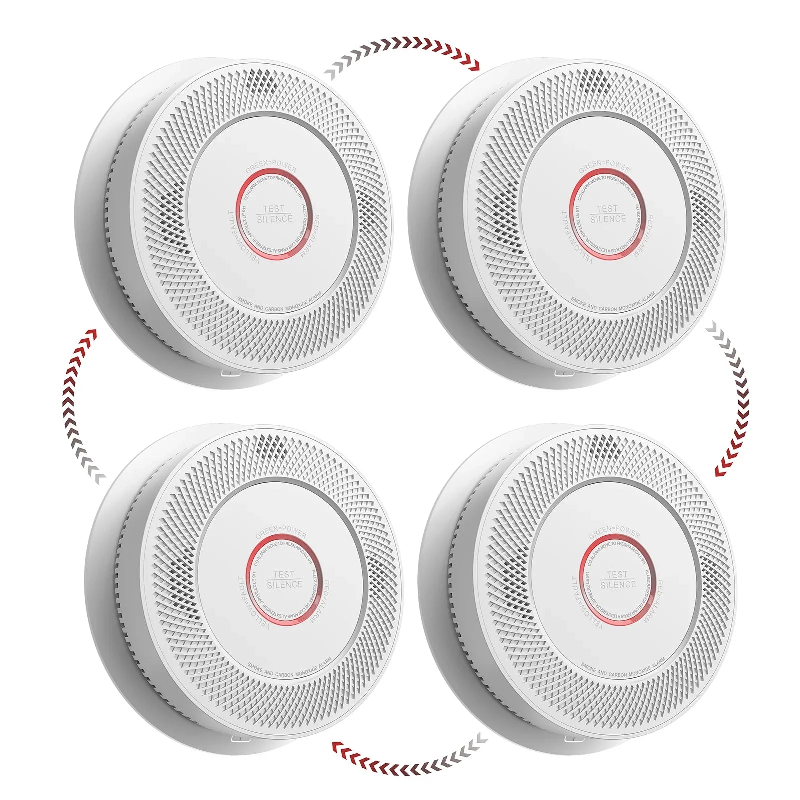 SITERWELL GS886A-3RFDT Wireless Interconnected Smoke & CO Alarm (Detector) with 10-Year Battery (A8612B-4R)