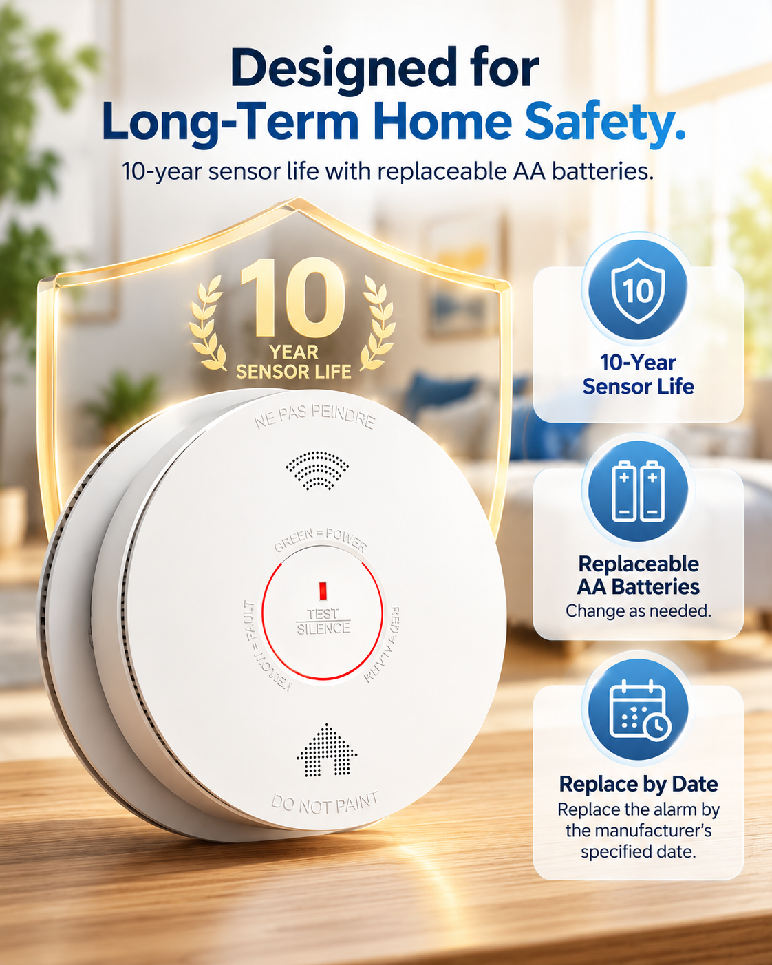 GS886F Hardwired Smoke & CO Alarm with Voice Alert