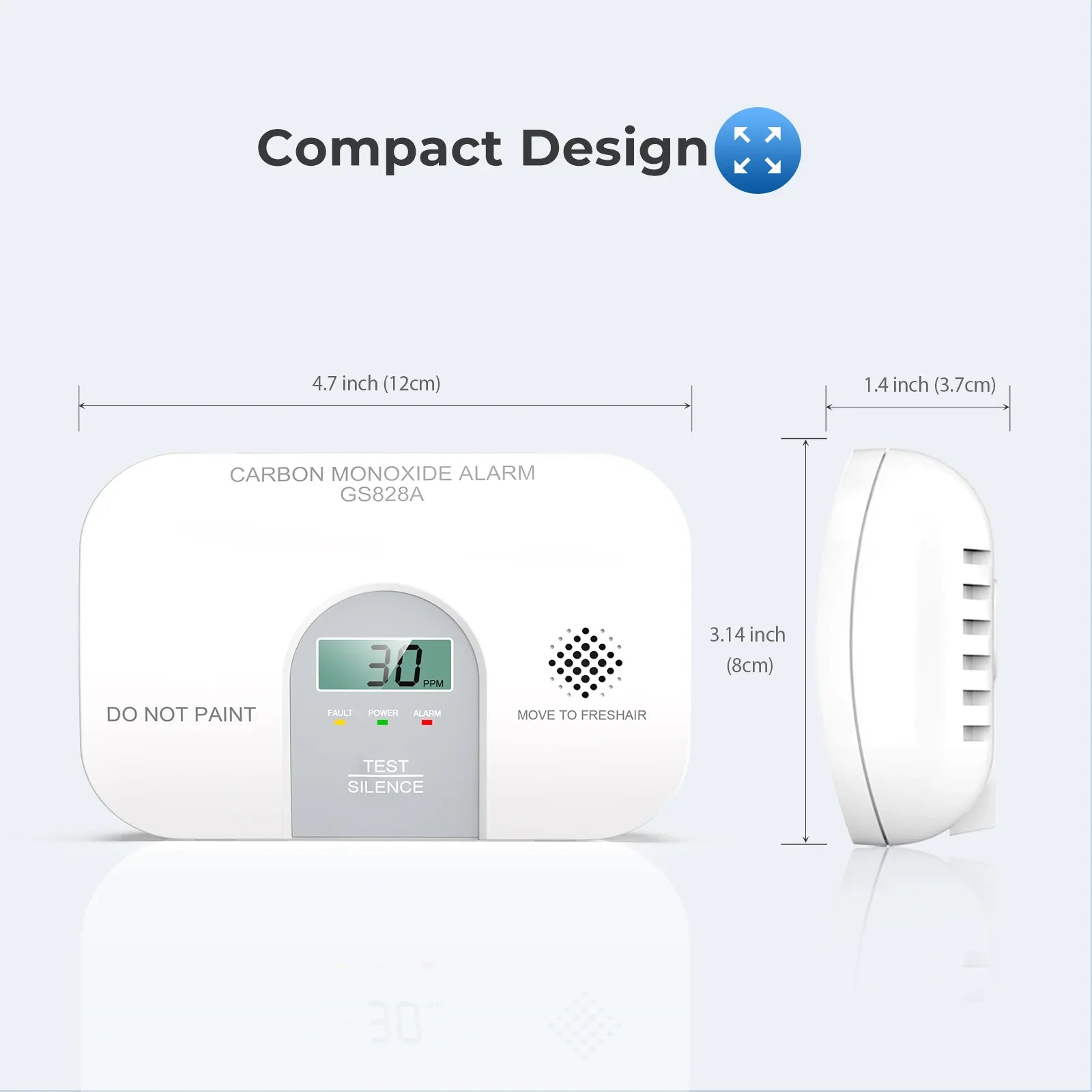 SITERWELL GS828A ETL Listed Travel Carbon Monoxide Alarm (Detector) with LCD Digital Display & Sound Warning | 7 Year Product Life