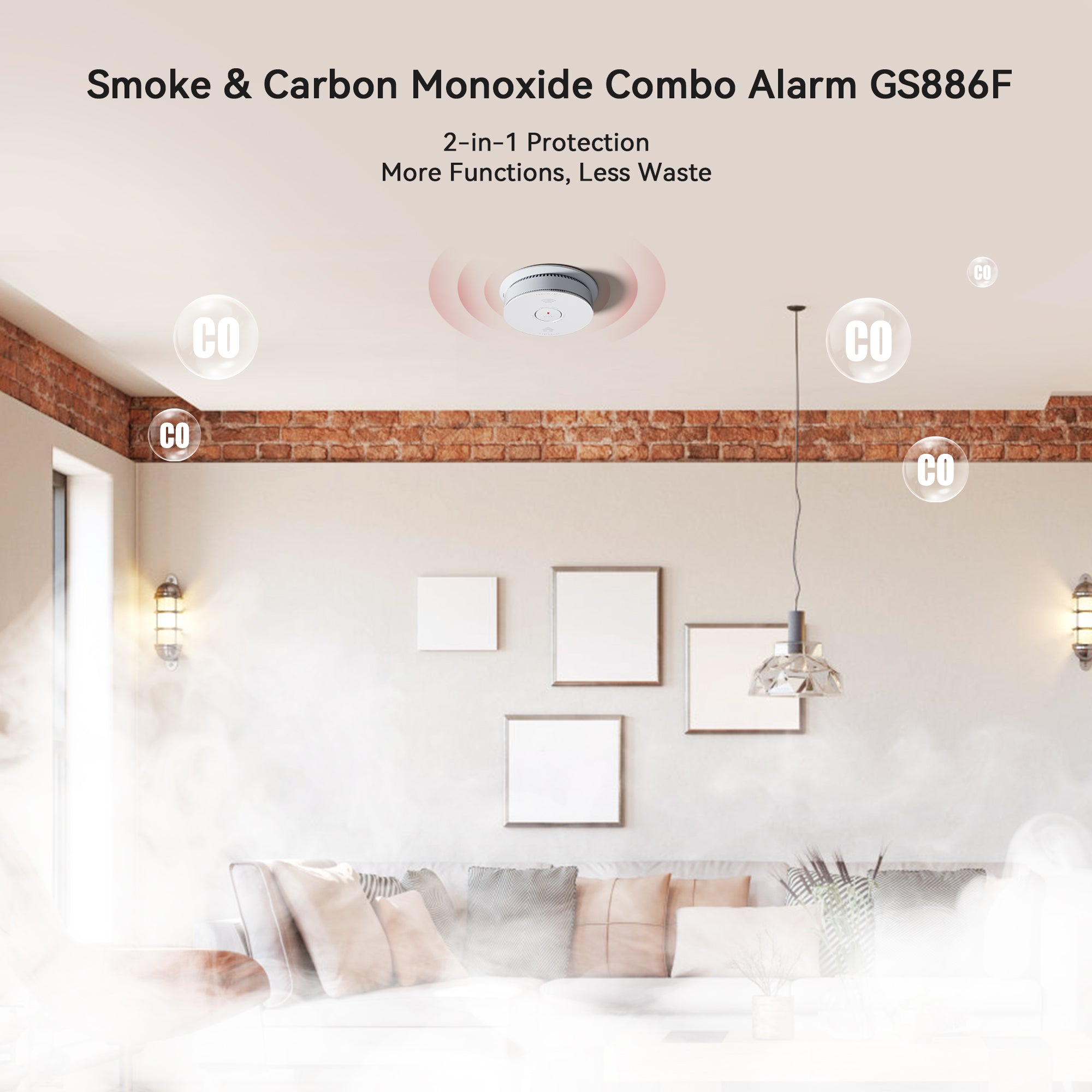 Siterwell GS886F Hardwired Interconnected Combo Smoke & Carbon Monoxide Alarm