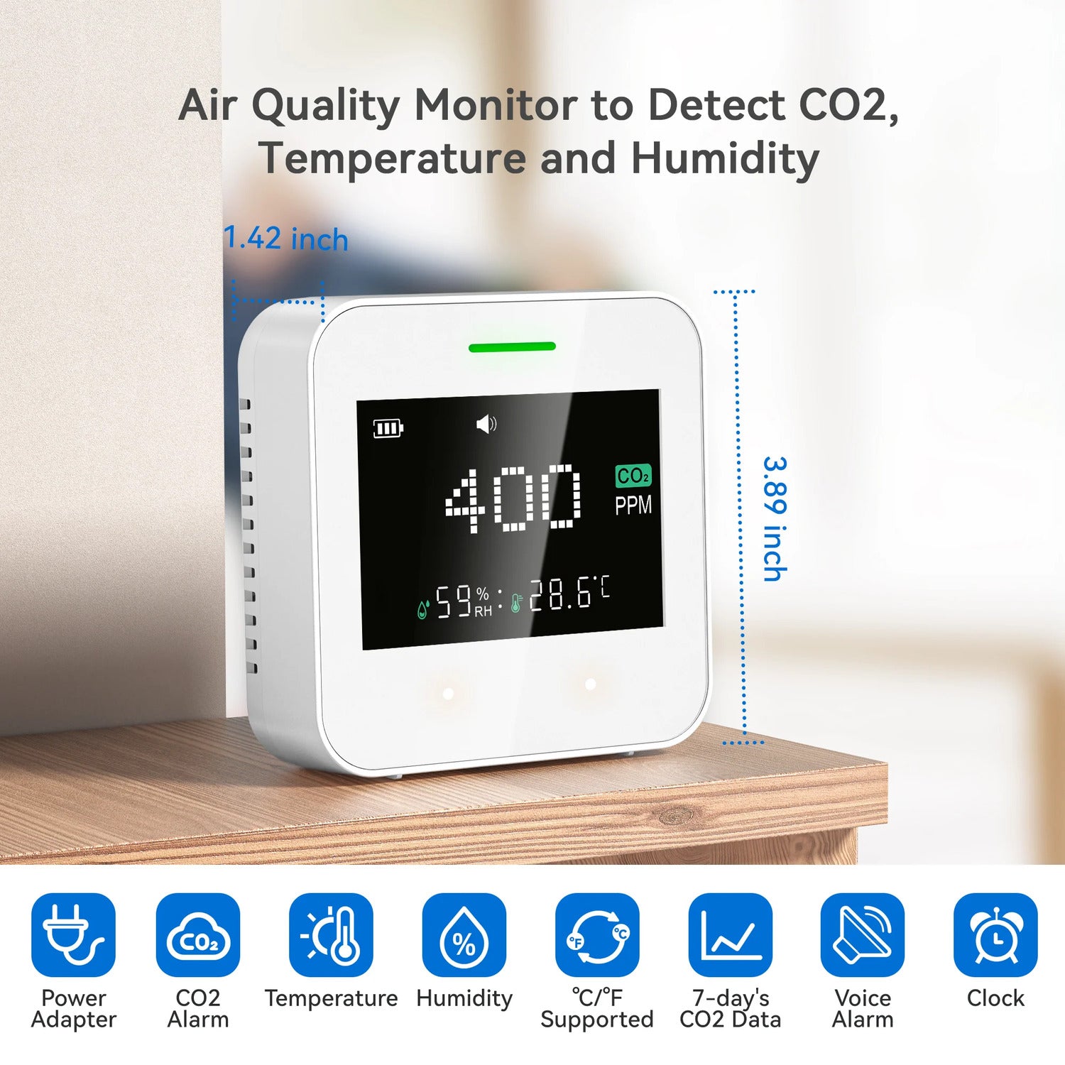 GS245 Indoor CO2 Alarms, Air Quality Monitor