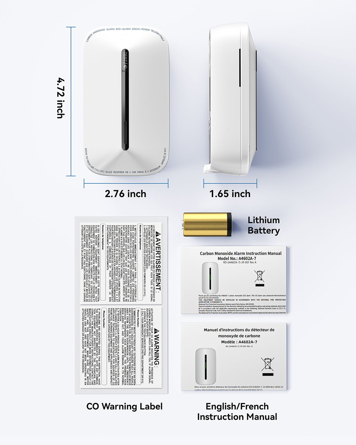 A4602A-7 10-Year Lifespan Carbon Monoxide Alarm