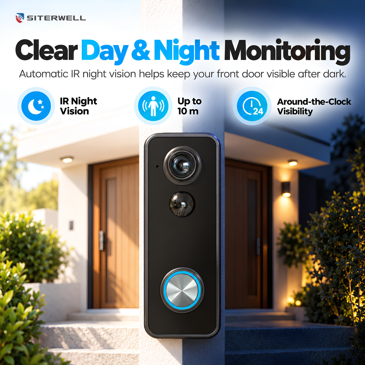 Bell J9 Plus Wireless Video Doorbell with 180° Head-to-Toe View