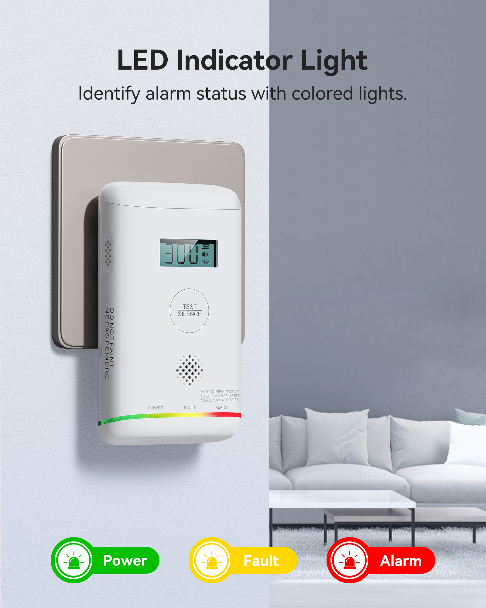 GS845A-H01 AC Powered Plug-in Carbon Monoxide Alarm