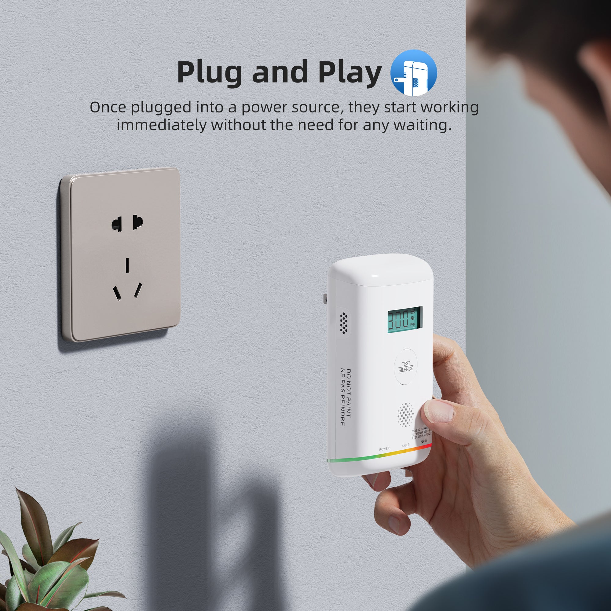 GS845A-H01 AC Powered Plug-in Carbon Monoxide Alarm