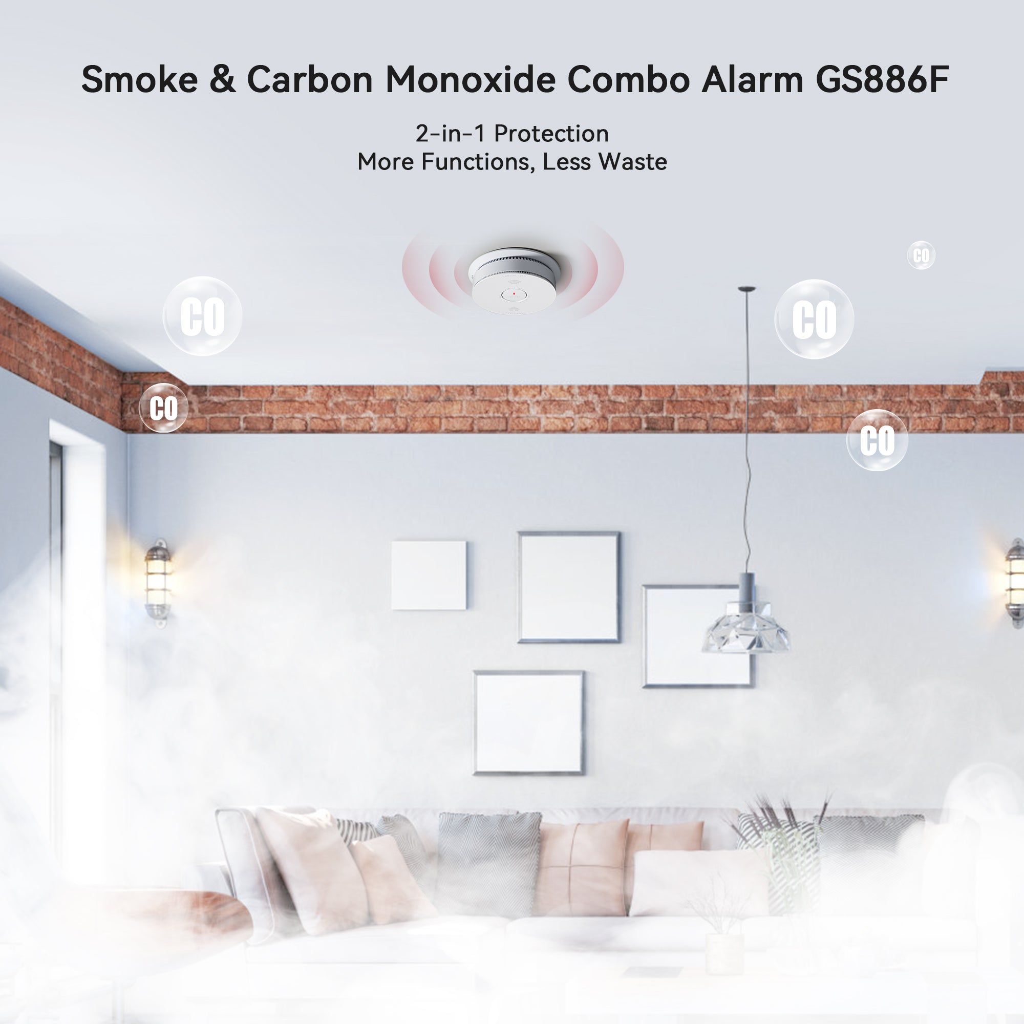 GS886F Hardwired Interconnected Combo Smoke & Carbon Monoxide Alarm