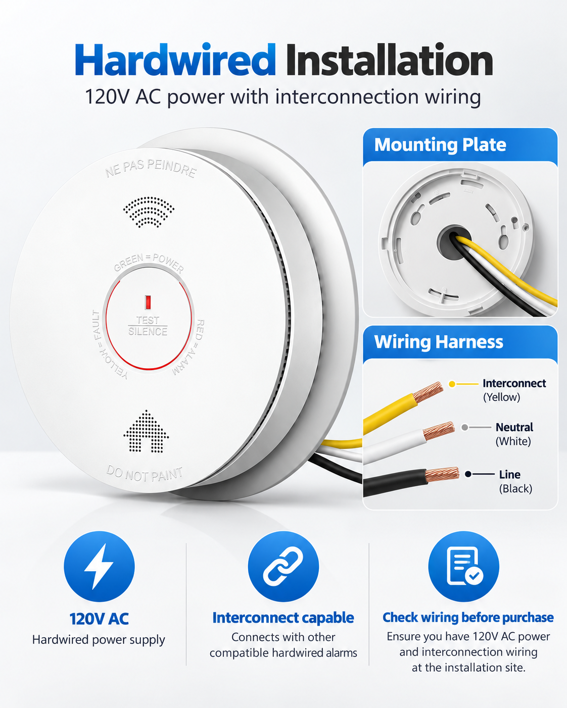 GS886F Hardwired Smoke & CO Alarm with Voice Alert