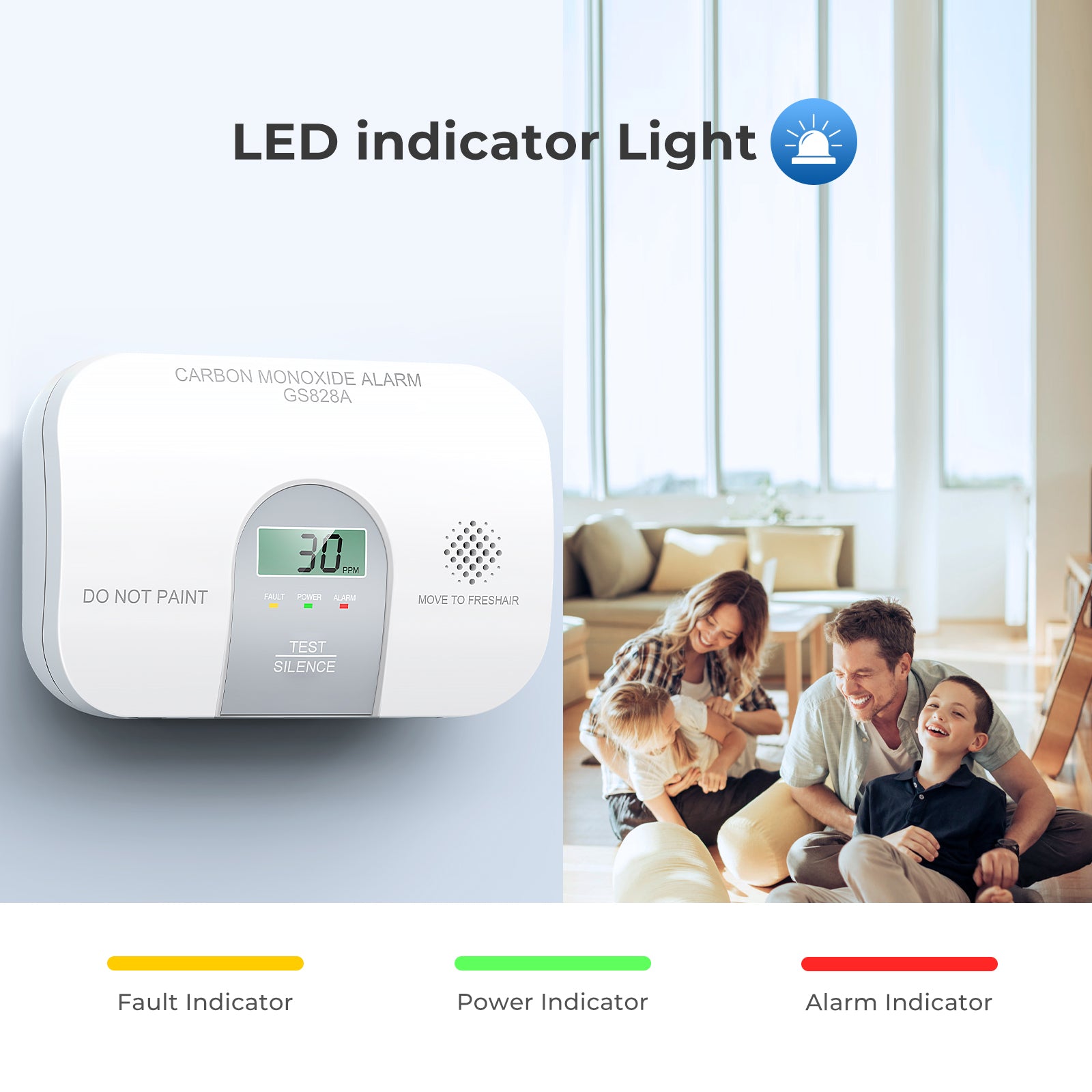 Siterwell GS828A Carbon Monoxide Detector With LCD Digital Display and Sound Warning