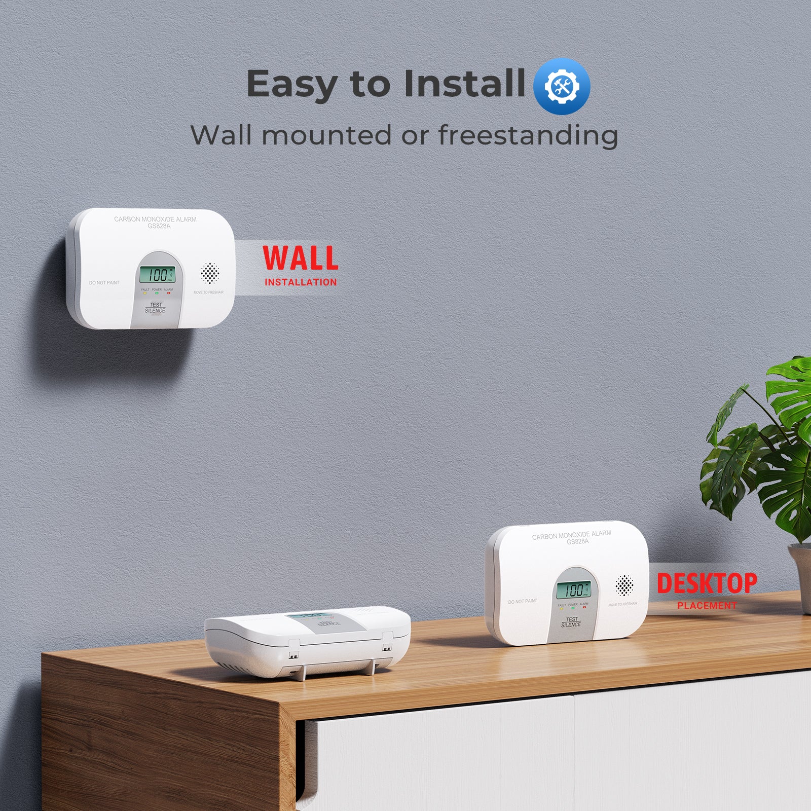 Siterwell GS828A Carbon Monoxide Detector With LCD Digital Display and Sound Warning