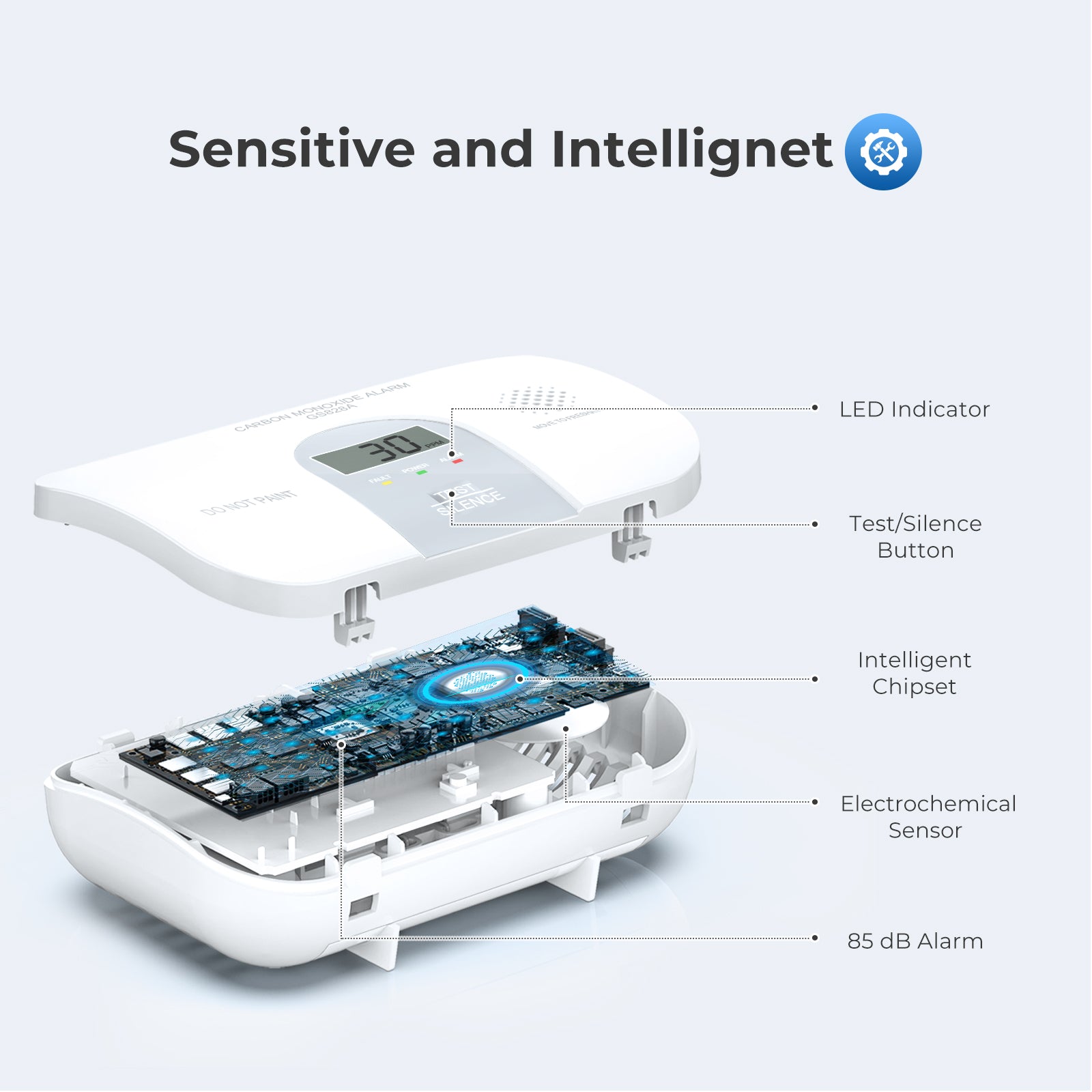 Siterwell GS828A Carbon Monoxide Detector With LCD Digital Display and Sound Warning