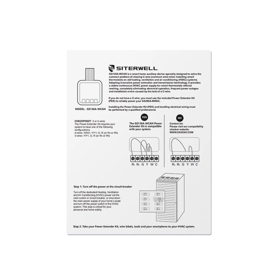 SITERWELL power extender kit user manual