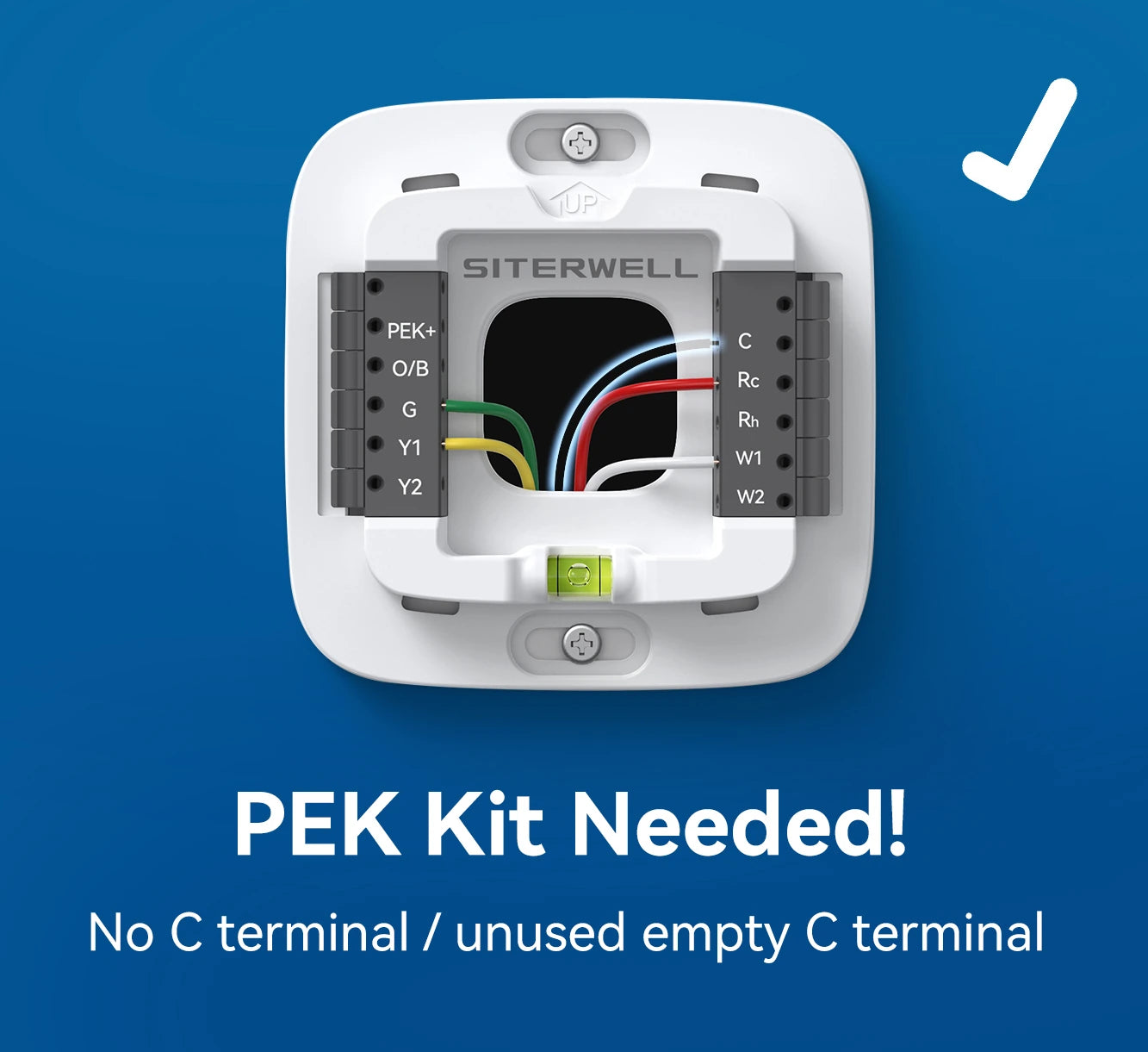 PEK kit needed for compatible wiring without an active C-wire; confirm system compatibility before installation.